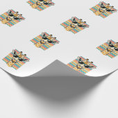 Retrobril met giraffe en strepen vector ontwerp cadeaupapier (Hoek)