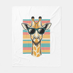 Retrobril met giraffe en strepen vector ontwerp fleece deken