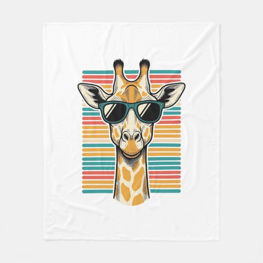 Retrobril met giraffe en strepen vector ontwerp fleece deken (Voorkant)