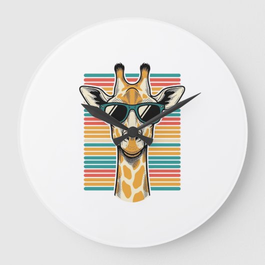 Retrobril met giraffe en strepen vector ontwerp grote klok (Voorkant)