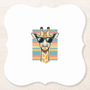 Retrobril met giraffe en strepen vector ontwerp kartonnen onderzetters
