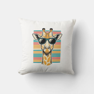 Retrobril met giraffe en strepen vector ontwerp kussen
