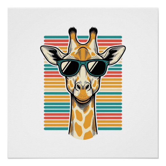 Retrobril met giraffe en strepen vector ontwerp perfect poster (Voorkant)
