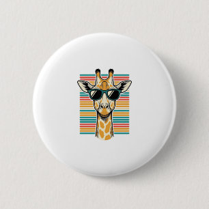 Retrobril met giraffe en strepen vector ontwerp ronde button 5,7 cm