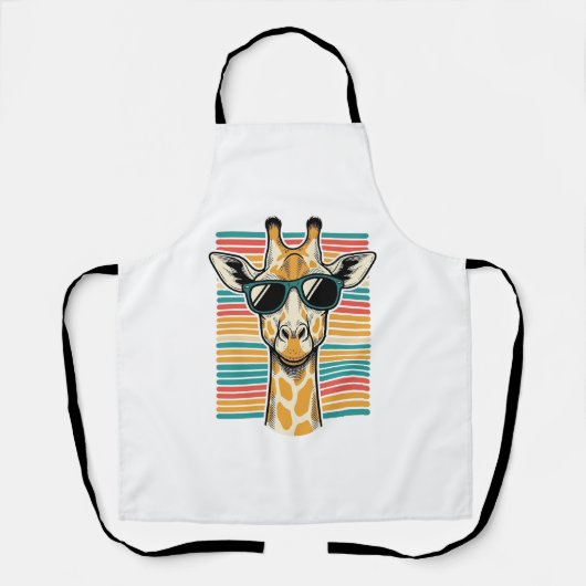 Retrobril met giraffe en strepen vector ontwerp schort (Voorkant)