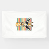 Retrobril met giraffe en strepen vector ontwerp spandoek (Horizontaal)