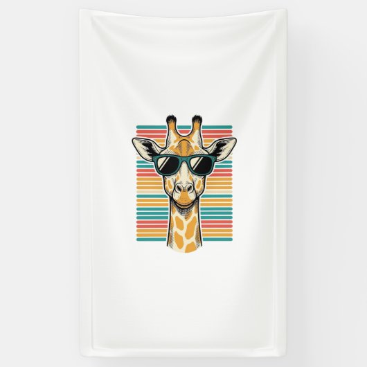 Retrobril met giraffe en strepen vector ontwerp spandoek (Verticaal)
