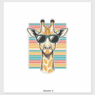 Retrobril met giraffe en strepen vector ontwerp sticker