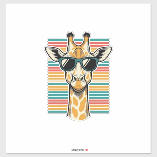 Retrobril met giraffe en strepen vector ontwerp sticker (Vel)