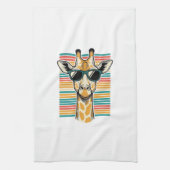 Retrobril met giraffe en strepen vector ontwerp theedoek (Verticaal)
