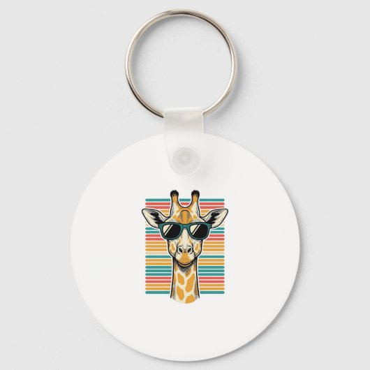 Retrobril met giraffe streep vector ontwerp sleutelhanger (Voorkant)