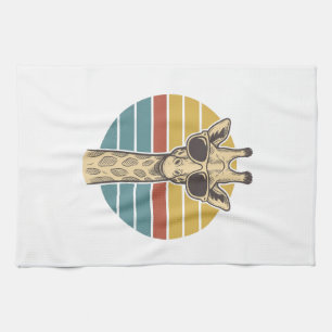 Retrobril met giraffe Zonnebril Retro Zonsondergan Theedoek