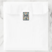 Retrobril met giraffemotief ronde sticker (Tas)