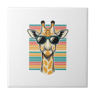 Retrobril met giraffendessin en strepen tegeltje