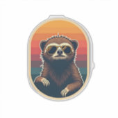 Retrobril voor luiaard Zonsondergang Vectorillustr Sticker (Voorkant)