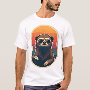 Retrobril voor luiaard Zonsondergang Vectorillustr T-shirt