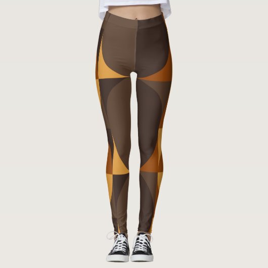 Retrobruine cirkels leggings (Voorkant)