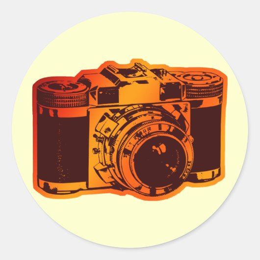 retrocamera ronde sticker (Voorkant)