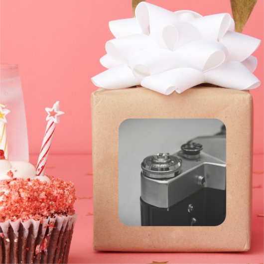 Retrocamera Vierkante Sticker (Feest)