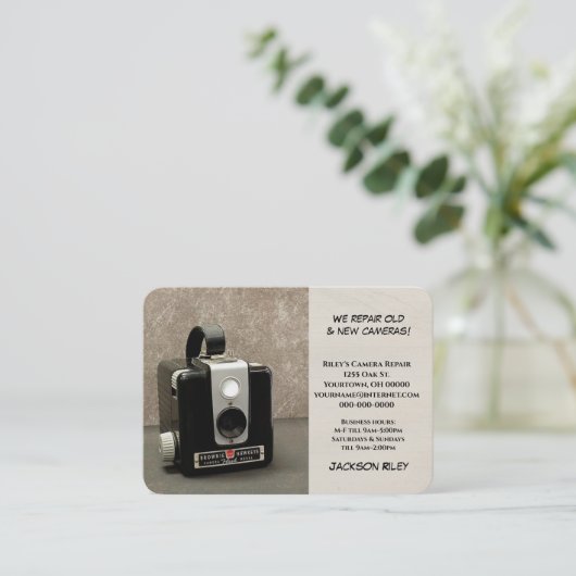 Retrocamera Visitekaartje (Staand voorkant)