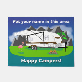 Retrocaravan doormat, houtachtig, dubbele as, 18 x deurmat