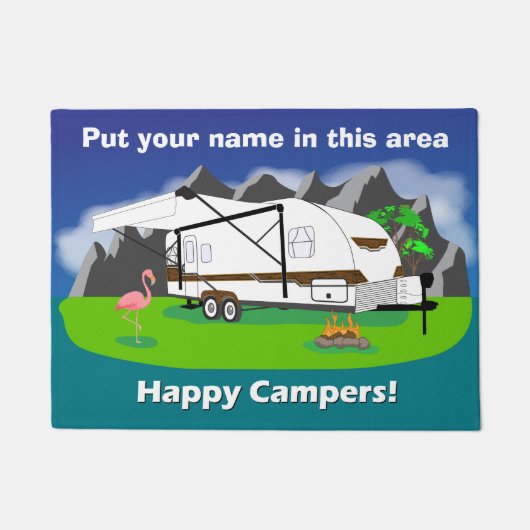 Retrocaravan doormat, houtachtig, dubbele as, 18 x deurmat (Voorkant)