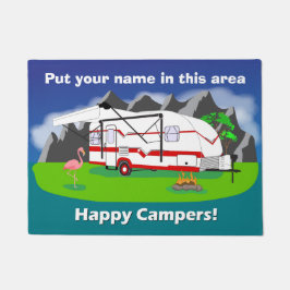 Retrocaravan doormat, rood, enkele as, 18 x 24 inc deurmat