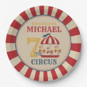 RetroCarrousel Circus Carnaval Verjaardagsfeestje  Papieren Bordje (Voorkant)