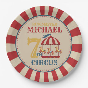 RetroCarrousel Circus Carnaval Verjaardagsfeestje  Papieren Bordje