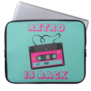 Retrocassetteband groen roze laptop sleeve