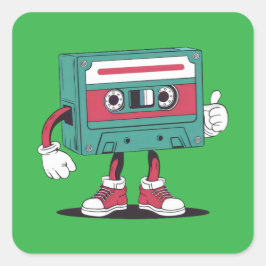 Retrocassetteband. Vierkante Sticker