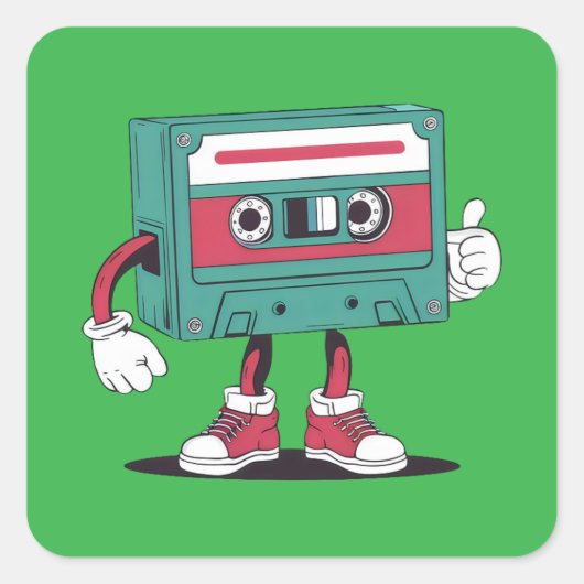 Retrocassetteband. Vierkante Sticker (Voorkant)