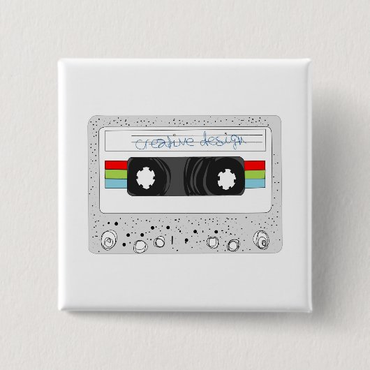 Retrocassettebandstijl 80-inch vierkante button 5,1 cm (Voorkant)