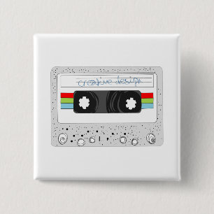 Retrocassettebandstijl 80-inch vierkante button 5,1 cm