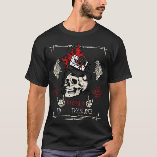 retrocassetteschedelgesteente t-shirt (Voorkant)