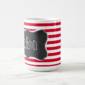 Retrochalkboard Cadmium Red Stripes; Gestreepte Koffiemok (Center)