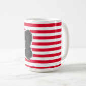 Retrochalkboard Cadmium Red Stripes; Gestreepte Koffiemok (Voorkant rechts)