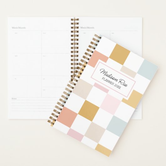 Retrochecker naam monogram planner (Display)