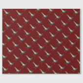 Retrochic fazant bird Merlot red Wrapping Paper Cadeaupapier (Vlak)