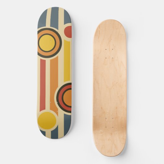 Retrocirkels en lijnen skateboard (Voorkant)