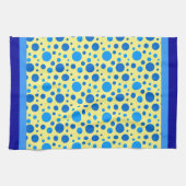 Retrocirkels en poolpunten in vervagen op gele lin theedoek (Horizontaal)