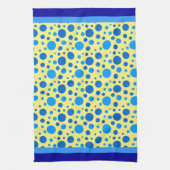 Retrocirkels en poolpunten in vervagen op gele lin theedoek (Verticaal)