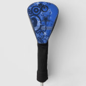 Retrocirkels en sterren blauw golfheadcover (Voorkant)