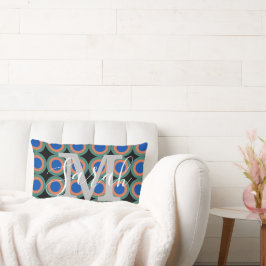 Retrocirkels Geometrisch Monogram Naam Kussen