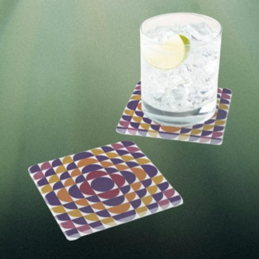 Retrocirkels Onderzetter | Moderne uit het midden  Glazen Onderzetter