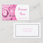 Retrocirkels & sterren Roze Visitekaartje 4 (Voorkant / Achterkant)