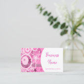 Retrocirkels & sterren Roze Visitekaartje 4 (Staand voorkant)