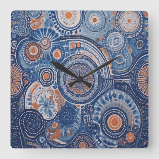 Retrocirkels Vierkante Klok (Voorkant)