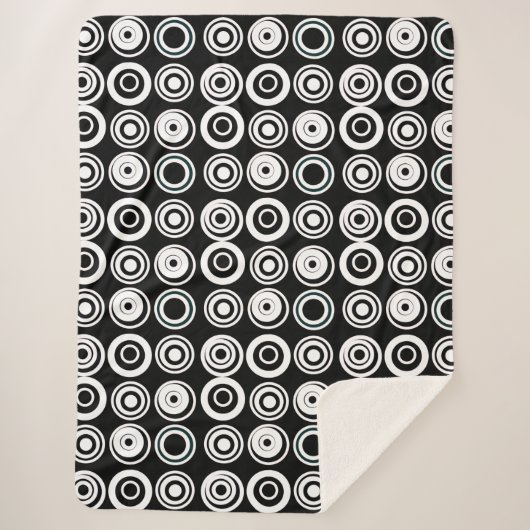 Retrocirkels zwart-wit sherpa deken (Voorkant)