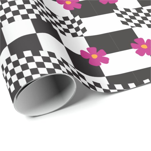 Retrockerboard ontwerp cadeaupapier (Rol Hoek)